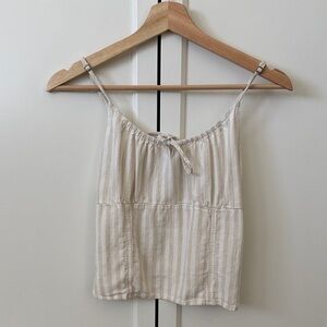 Abercrombie & Fitch Cream and White Striped Spaghetti Strap Tank